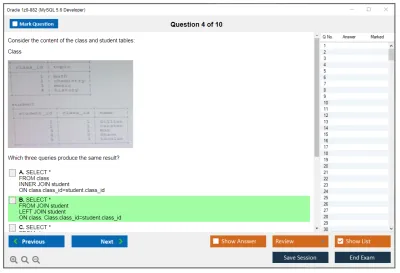 Oracle 1z0-882 MySQL 5.6 Developer Practice test exam simulator test engine exam Prep practice test questions answers Image 4