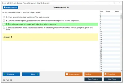 Oracle 1z0-435 Oracle Business Process Management Suite 12c Essentials Practice test exam simulator test engine exam Prep practice test questions answers Image 6