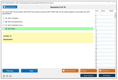 SAP E_BW4HANA211 SAP Certified Application SpecialistSAP BW/4HANA 2021 Delta Practice test exam simulator test engine exam Prep practice test questions answers Image 8
