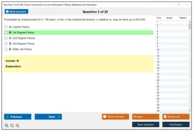 Test Prep TCLEOSE Texas Commission on Law Enforcement Officers Standards and Education Practice test exam simulator test engine exam Prep practice test questions answers Image 3