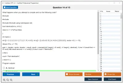 C++ Institute CPP C++ Certified Professional Programmer Practice test exam simulator test engine exam Prep practice test questions answers Image 14