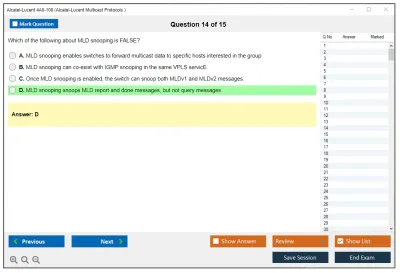 Alcatel-Lucent 4A0-108 Nokia Multicast Protocols Practice test exam simulator test engine exam Prep practice test questions answers Image 14