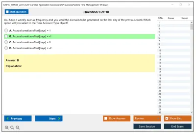 SAP C_THR94_2211 SAP Certified Application AssociateSAP SuccessFactors Time Management 1H/2022 Practice test exam simulator test engine exam Prep practice test questions answers Image 9