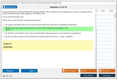Avaya 7141X Avaya Equinox™ Solution with Avaya Aura Collaboration Applications Integration Exam Practice test exam simulator test engine exam Prep practice test questions answers Image 10