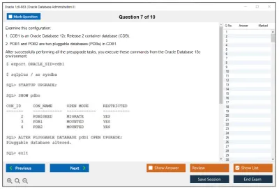 Oracle 1z0-083 Oracle Database Administration II Practice test exam simulator test engine exam Prep practice test questions answers Image 7