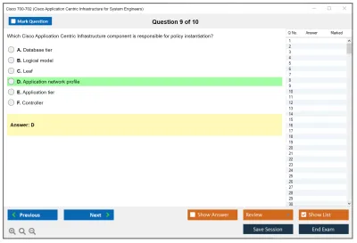 Cisco 700-702 Cisco Application Centric Infrastructure for System Engineers Practice test exam simulator test engine exam Prep practice test questions answers Image 9