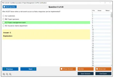 PMI CA0-001 Certified Associate in Project Management (CAPM) Certification Practice test exam simulator test engine exam Prep practice test questions answers Image 9