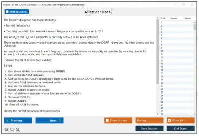 Oracle 1z0-068 Oracle Database 12c: RAC and Grid Infrastructure Administration Practice test exam simulator test engine exam Prep practice test questions answers Image 10