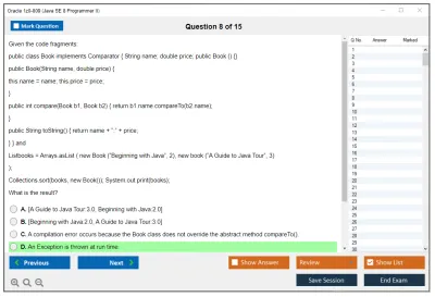 Oracle 1z0-809 Java SE 8 Programmer II Practice test exam simulator test engine exam Prep practice test questions answers Image 8