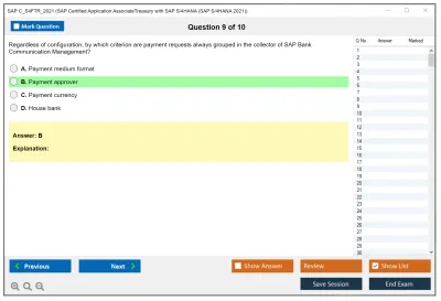 SAP C_S4FTR_2021 SAP Certified Application AssociateTreasury with SAP S/4HANA (SAP S/4HANA 2021) Practice test exam simulator test engine exam Prep practice test questions answers Image 9