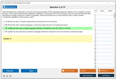 CIW 1D0-61B Site Development Associate Practice test exam simulator test engine exam Prep practice test questions answers Image 5