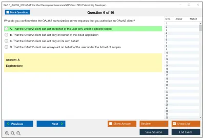 SAP C_S4CDK_2023 SAP Certified Development AssociateSAP Cloud SDK Extensibility Developer Practice test exam simulator test engine exam Prep practice test questions answers Image 6