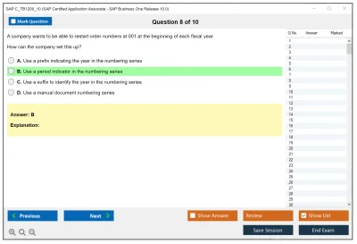 SAP C_TB1200_10 SAP Certified Associate - SAP Business One Release 10.0 Practice test exam simulator test engine exam Prep practice test questions answers Image 8