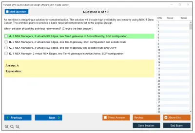 VMware 3V0-42.20 Advanced Design VMware NSX-T Data Center Practice test exam simulator test engine exam Prep practice test questions answers Image 8