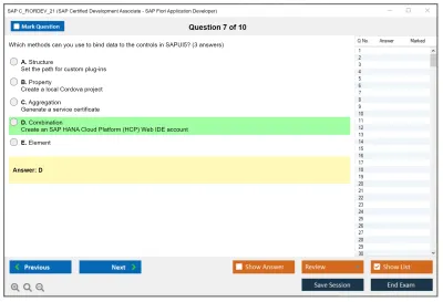 SAP C_FIORDEV_21 SAP Certified Development Associate - SAP Fiori Application Developer Practice test exam simulator test engine exam Prep practice test questions answers Image 7