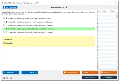 Test Prep ASSET Short Placement Tests Developed by ACT Practice test exam simulator test engine exam Prep practice test questions answers Image 8