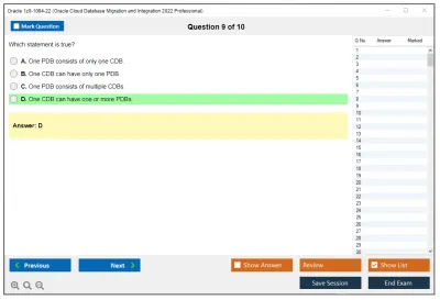 Oracle 1z0-1094-22 Oracle Cloud Database Migration and Integration 2022 Professional Practice test exam simulator test engine exam Prep practice test questions answers Image 9
