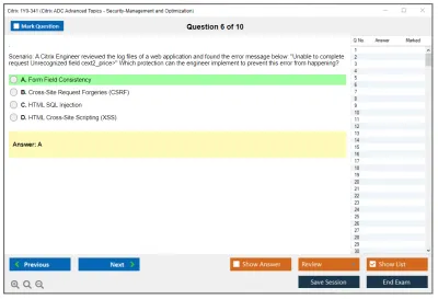 Citrix 1Y0-341 Citrix ADC Advanced Topics - Security. Management and Optimization (CCP-N) Practice test exam simulator test engine exam Prep practice test questions answers Image 6