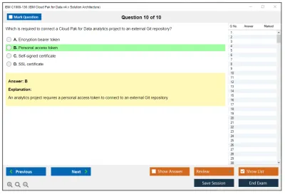 IBM C1000-136 IBM Cloud Pak for Data v4.x Solution Architecture Practice test exam simulator test engine exam Prep practice test questions answers Image 10