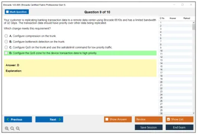 Brocade 143-085 Brocade Certified Fabric Professional Gen 5 Practice test exam simulator test engine exam Prep practice test questions answers Image 9