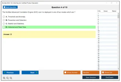 McAfee MA0-104 Intel Security Certified Product Specialist Practice test exam simulator test engine exam Prep practice test questions answers Image 4