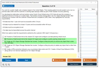 Oracle 1z0-997-20 Oracle Cloud Infrastructure 2020 Architect Professional Practice test exam simulator test engine exam Prep practice test questions answers Image 3