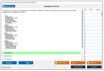Cisco 300-415 Implementing Cisco SD-WAN Solutions (300-415 ENSDWI) Practice test exam simulator test engine exam Prep practice test questions answers Image 15