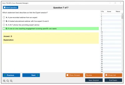 Cisco 700-805 Cisco Renewals Manager (700-805 CRM) Practice test exam simulator test engine exam Prep practice test questions answers Image 7