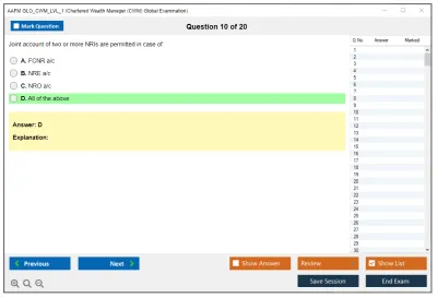 AAFM GLO_CWM_LVL_1 Chartered Wealth Manager (CWM) Global Examination Practice test exam simulator test engine exam Prep practice test questions answers Image 10