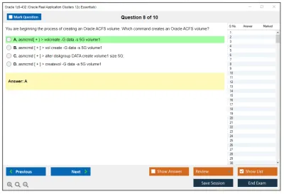 Oracle 1z0-432 Oracle Real Application Clusters 12c Essentials Practice test exam simulator test engine exam Prep practice test questions answers Image 8