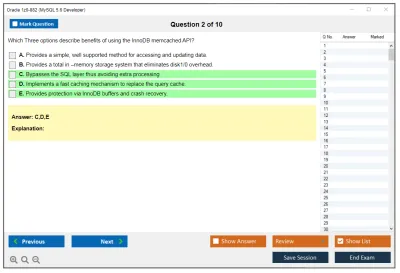 Oracle 1z0-882 MySQL 5.6 Developer Practice test exam simulator test engine exam Prep practice test questions answers Image 2