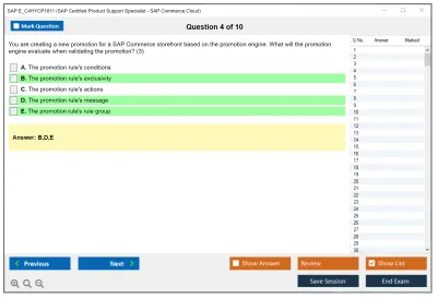 SAP E_C4HYCP1811 SAP Certified Product Support Specialist - SAP Commerce Practice test exam simulator test engine exam Prep practice test questions answers Image 4
