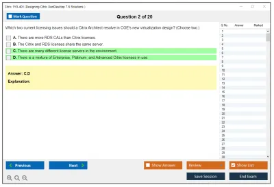 Citrix 1Y0-401 Designing Citrix XenDesktop 7.6 Solutions  Practice test exam simulator test engine exam Prep practice test questions answers Image 2
