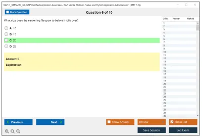 SAP C_SMPADM_30 SAP Certified Associate - SAP Mobile Platform Native and Hybrid Application Administration (SMP 3.0) Practice test exam simulator test engine exam Prep practice test questions answers Image 6