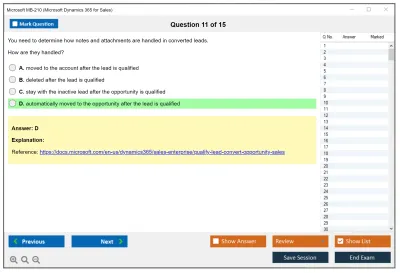 Microsoft MB-210 Microsoft Dynamics 365 for Sales Practice test exam simulator test engine exam Prep practice test questions answers Image 11