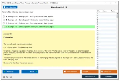 PRMIA 8006 Exam I: Finance Theory Financial Instruments Financial Markets - 2015 Edition Practice test exam simulator test engine exam Prep practice test questions answers Image 6