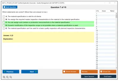 SAP C_TPLM40_65 SAP Certified Associate - Quality Management with SAP ERP 6.0 EHP5 Practice test exam simulator test engine exam Prep practice test questions answers Image 7