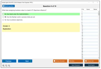 Scaled Agile SAFe-RTE SAFe Release Train Engineer (RTE) Practice test exam simulator test engine exam Prep practice test questions answers Image 6
