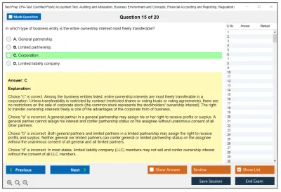 Test Prep CPA-Test Certified Public Accountant Test: Auditing and Attestation, Business Environment and Concepts, Financial Accounting and Reporting, Regulation Practice test exam simulator test engine exam Prep practice test questions answers Image 15