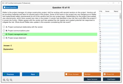 ISC2 CAP Certified Authorization Professional Practice test exam simulator test engine exam Prep practice test questions answers Image 15