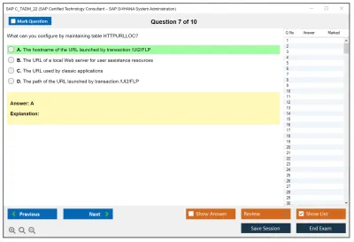 SAP C_TADM_22 SAP Certified Technology Consultant – SAP S/4HANA System Administration Practice test exam simulator test engine exam Prep practice test questions answers Image 7