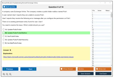 Microsoft MS-220 Troubleshooting Microsoft Exchange Online Practice test exam simulator test engine exam Prep practice test questions answers Image 9