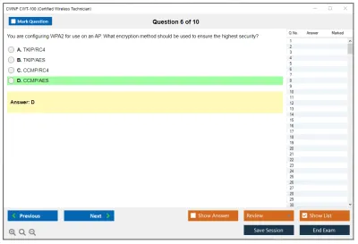 CWNP CWT-100 Certified Wireless Technician Practice test exam simulator test engine exam Prep practice test questions answers Image 6