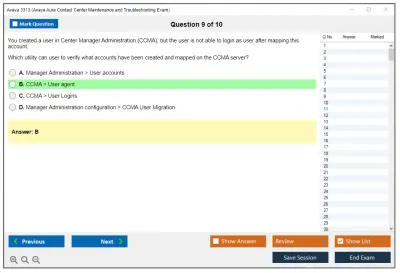 Avaya 3313 Avaya Aura® Contact Center Maintenance and Troubleshooting Exam Practice test exam simulator test engine exam Prep practice test questions answers Image 9