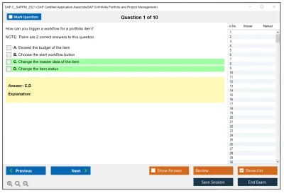 SAP C_S4PPM_2021 SAP Certified Associate - SAP S/4HANA Portfolio and Project Management Practice test exam simulator test engine exam Prep practice test questions answers Image 1