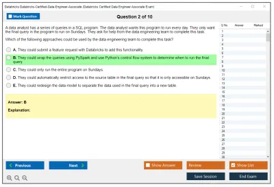 Databricks Databricks-Certified-Data-Engineer-Associate Databricks Certified Data Engineer Associate Exam Practice test exam simulator test engine exam Prep practice test questions answers Image 2
