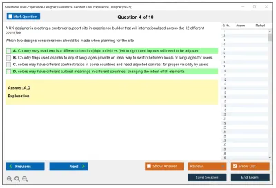 Salesforce User-Experience-Designer Salesforce Certified User Experience Designer Practice test exam simulator test engine exam Prep practice test questions answers Image 4