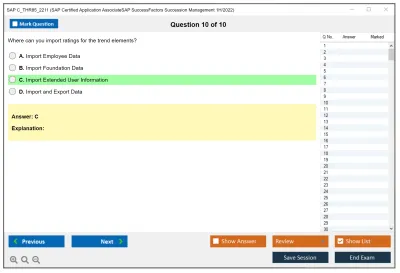 SAP C_THR85_2211 SAP Certified Application AssociateSAP SuccessFactors Succession Management 1H/2022 Practice test exam simulator test engine exam Prep practice test questions answers Image 10