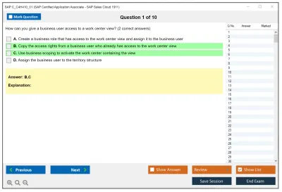 SAP C_C4H410_01 SAP Certified Application Associate - SAP Sales Cloud 1911 Practice test exam simulator test engine exam Prep practice test questions answers Image 1
