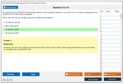 EMC E20-585 Data Domain Specialist Exam for Storage Administrators Practice test exam simulator test engine exam Prep practice test questions answers Image 9